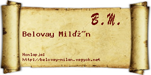 Belovay Milán névjegykártya