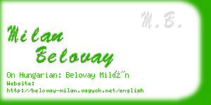 milan belovay business card